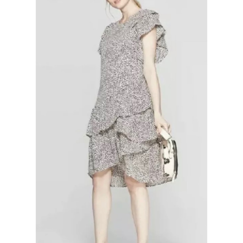 Who What Wear Baby Leopard Peach Print Side Zip Asymmetric A Line Dress Sz S